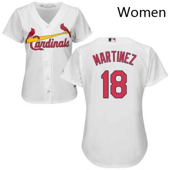 Womens Majestic St Louis Cardinals 18 Carlos Martinez Replica White Home Cool Base MLB Jersey